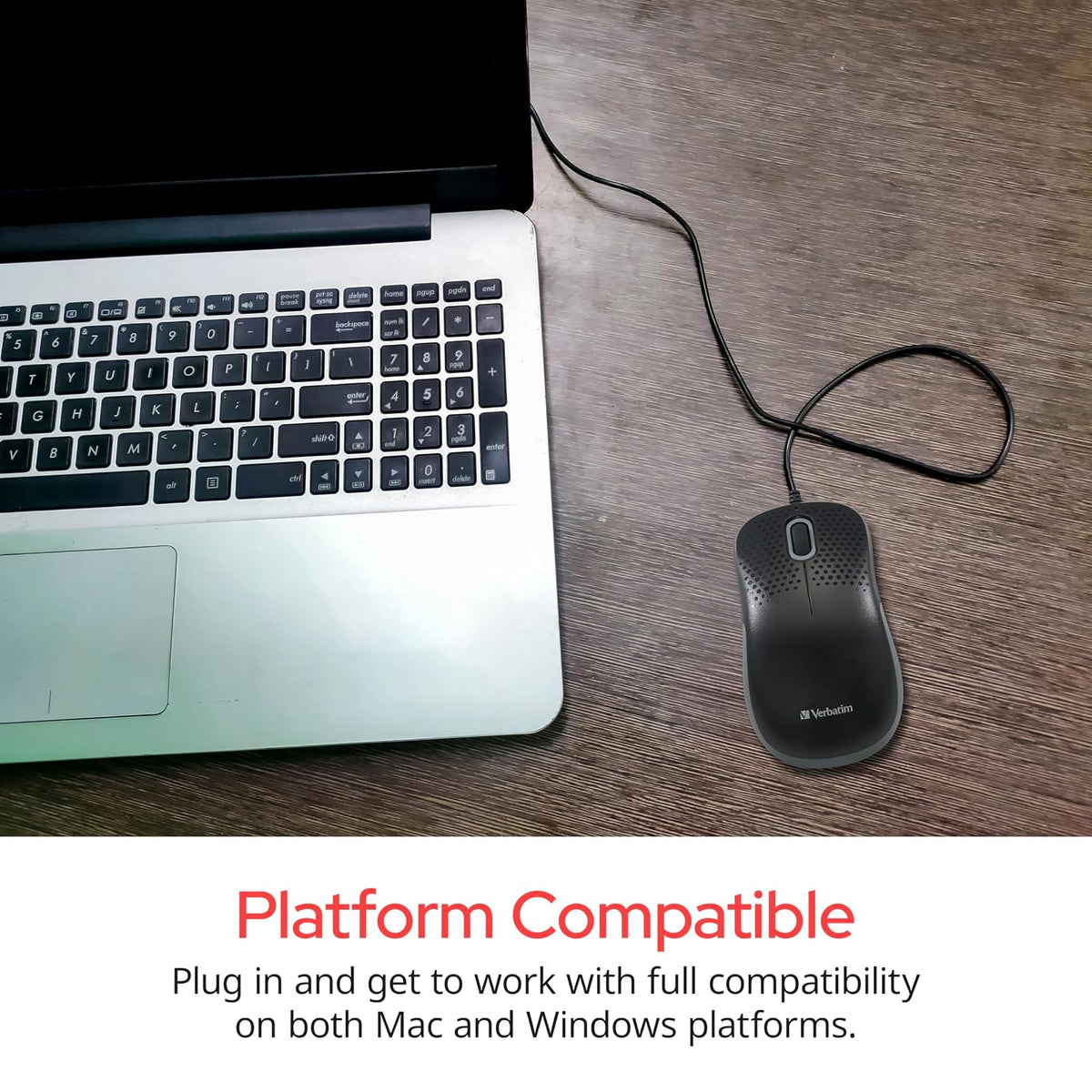 Verbatim Mouse óptico silencioso con Cable - Negro