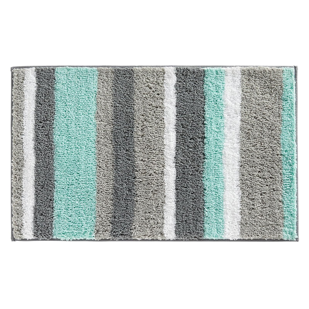 InterDesign Stripz Alfombra de Microfibra, para baño, 86.36 cm x 53.34 cm, Color Menta/Gris