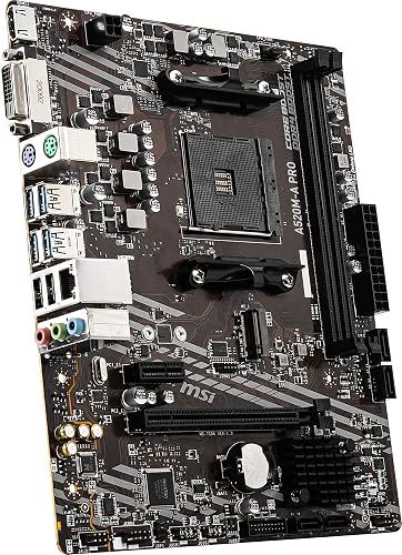 MSI - Tarjeta Madre -A520M-A PRO - MATX - Socket AM4 - Soporta memoria DDR4 hasta DDR4-4600 MHz (OC) MHz -HDMI - 2 DIMM, Memoria Máxima DDR4 (64 GB) - Para AMD