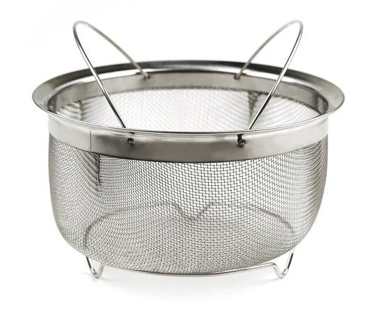 RSVP Endurance Stainless Steel Mesh Basket with Folding Handles, fits Instant Pot