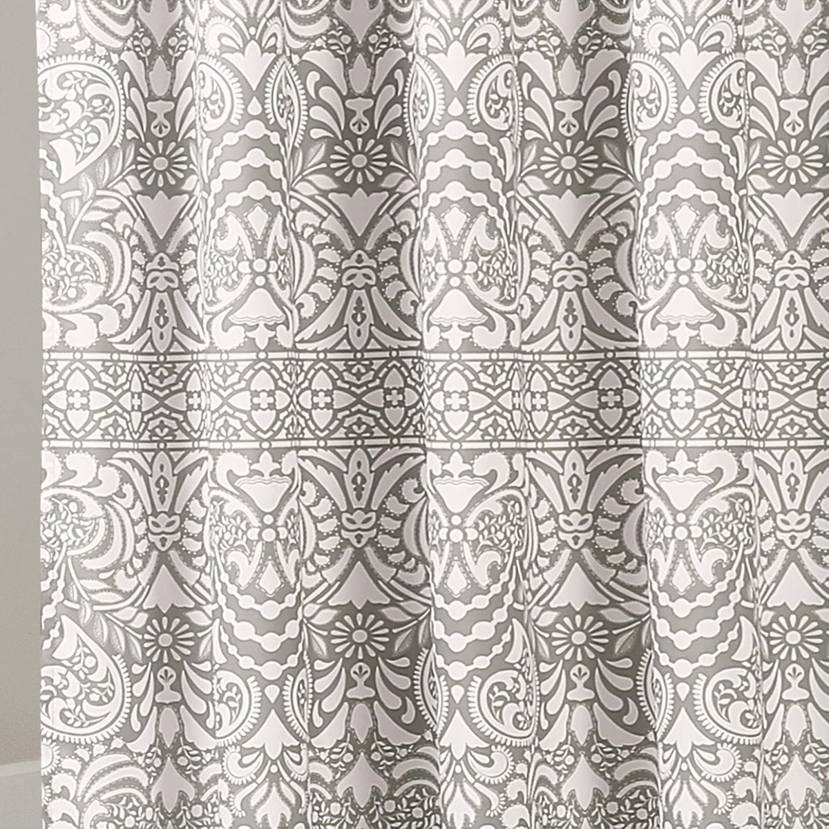 Lush Decor - Cortina de Ducha con medallón Bohemio, diseño Bohemio de Damasco con borlas, 72 x 72 Pulgadas, Color Gris
