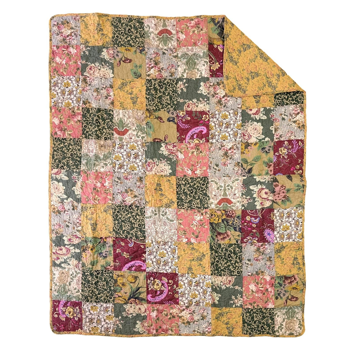 Greenland Home Antique Chic 100% algodón Manta Decorativa Patchwork auténtico, Tamaño 152 x 127 cm, Multicolor