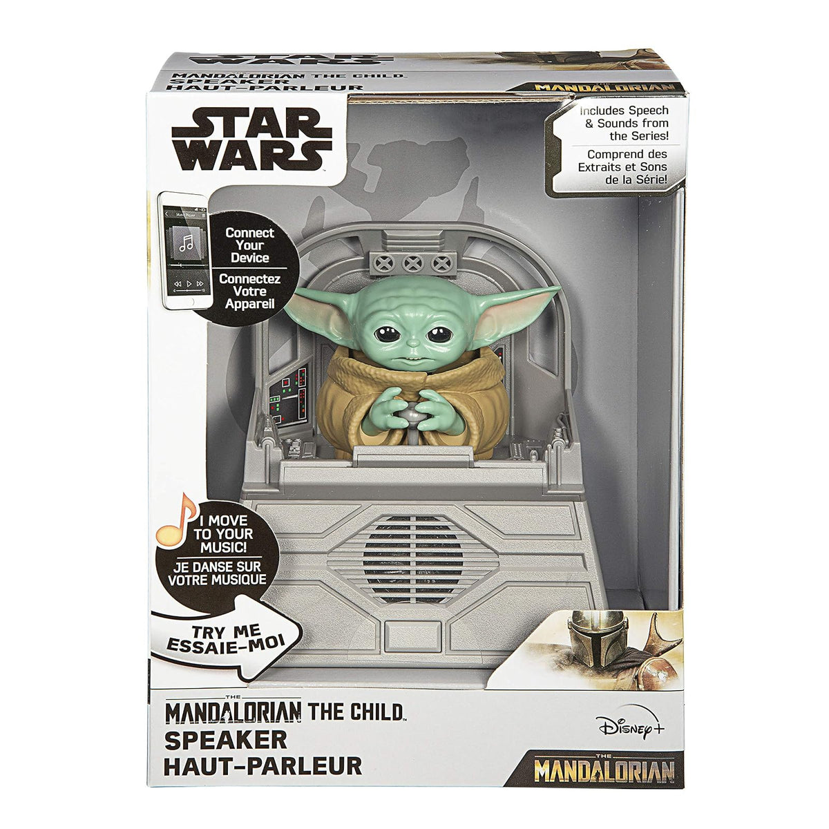 eKids Star Wars The Child Animatronic Discurso y Sonidos con Altavoz Integrado y Combinaciones activadas por Movimiento, el Juguete mandaloriano para niños a Partir de 4 años, Gris
