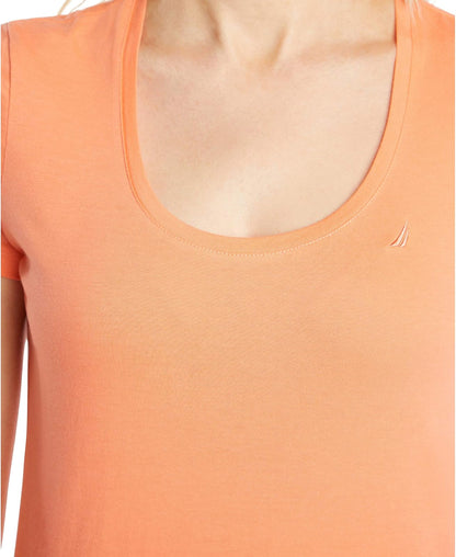 Nautica Playera Lisa de Cuello Redondo Supersuave 100% algodón con Cuello Redondo Camiseta para Mujer