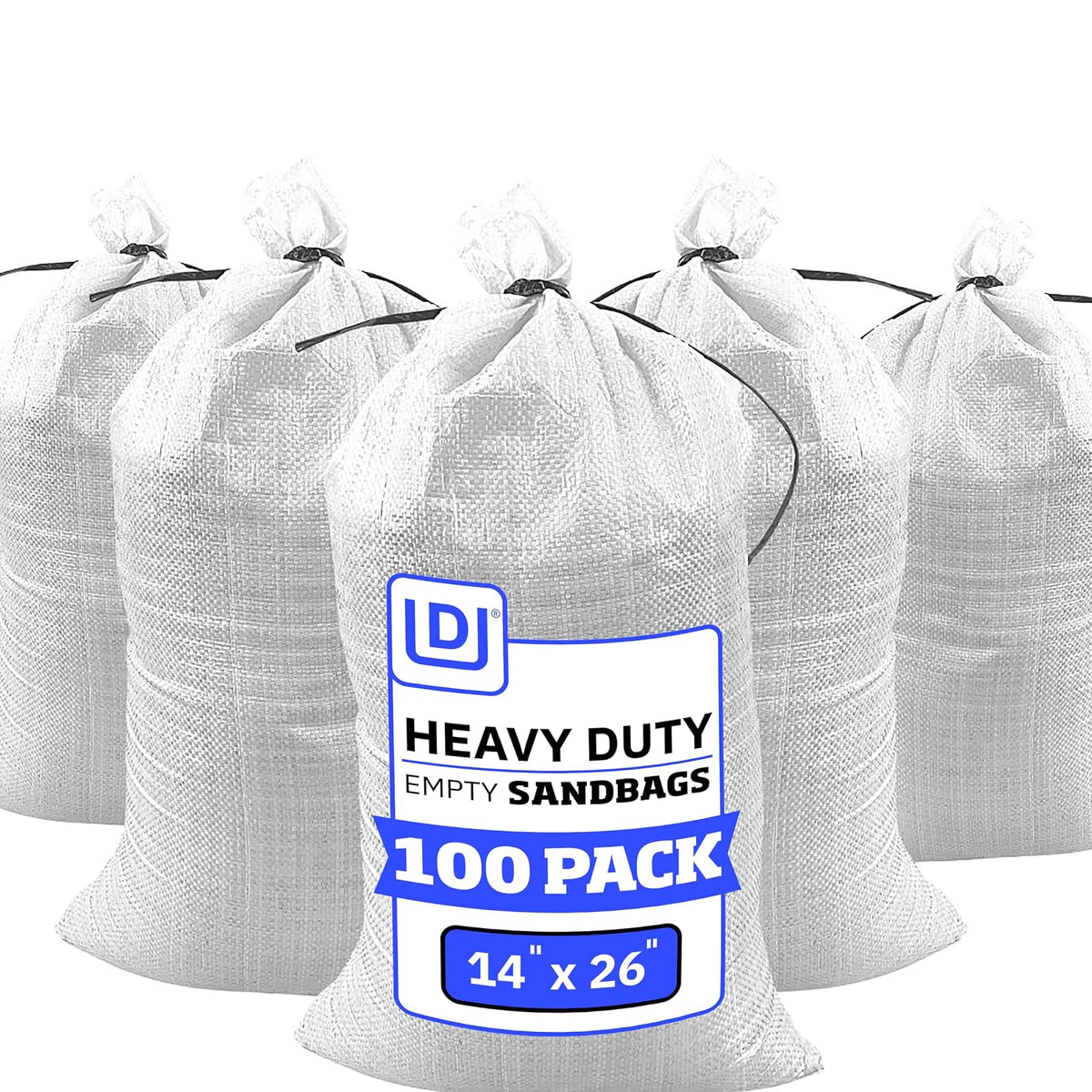 DURASACK Bolsas de Arena Resistentes con Cuerdas de Amarre - Blanco - 100 Sandbags