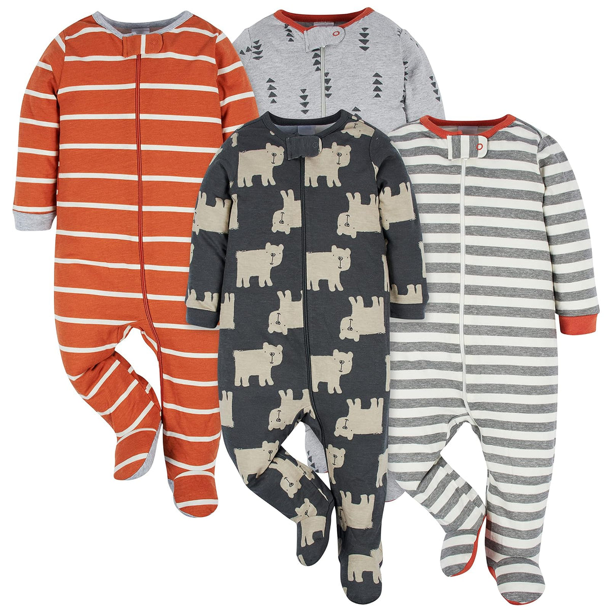 Onesies Brand Paquete de 4 Dormilones para Bebé - Recién nacido - Oso