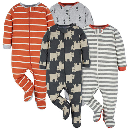 Onesies Brand Paquete de 4 Dormilones para Bebé - Recién nacido - Oso