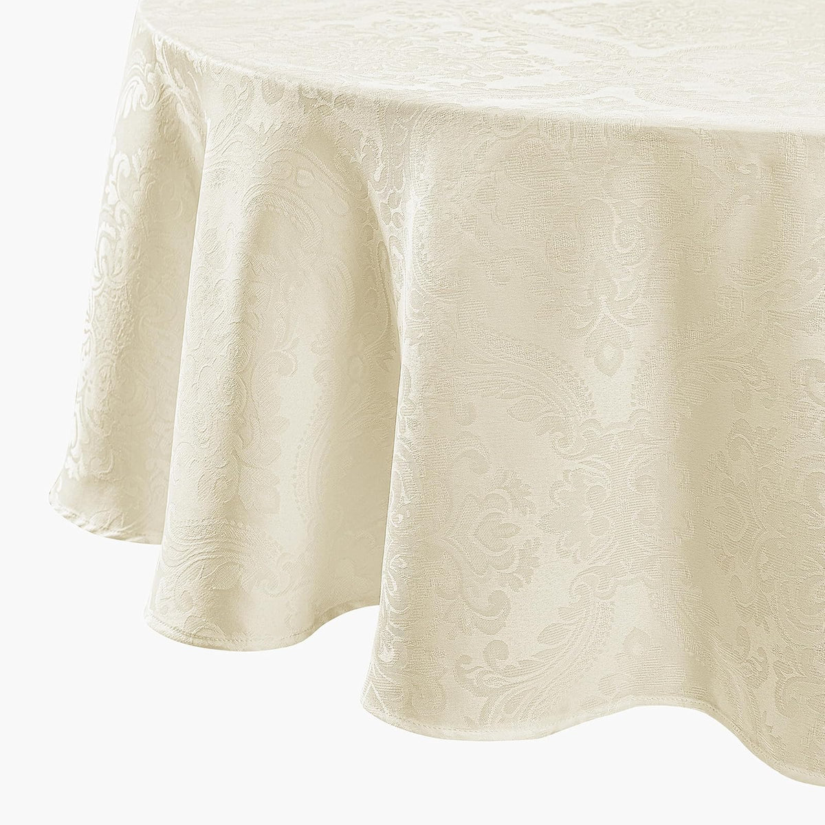 Elrene Home Fashions Caiden Elegance - Mantel de Damasco Resistente al Agua y Manchas - Marfil - 213.4 x 152.4 cm (Ovalado)