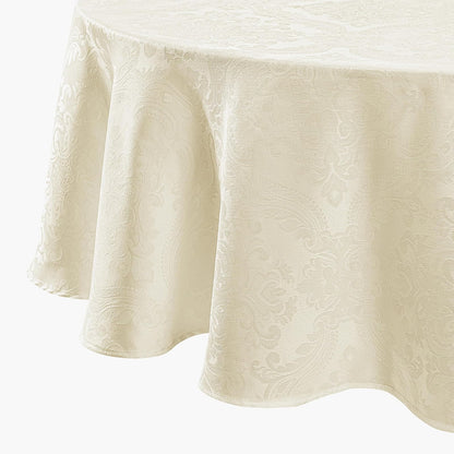 Elrene Home Fashions Caiden Elegance - Mantel de Damasco Resistente al Agua y Manchas - Marfil - 213.4 x 152.4 cm (Ovalado)