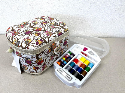 Michley Cesta de Costura con Kit de Costura, Búhos, 1