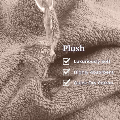 Lavish Home 67-0024-T Towel Set Zero Twist, Quick Dry Cotton, Taupe, 6 Piece