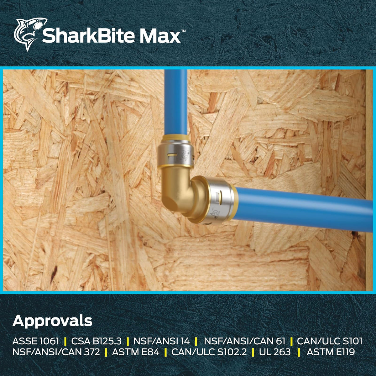 SharkBite Max 3/4 pulgadas x 1/2 pulgadas, codo reductor de 90 grados, empuje para conectar el accesorio de fontanería de latón, tubería PEX, cobre, CPVC, PE-RT, HDPE, UR274A