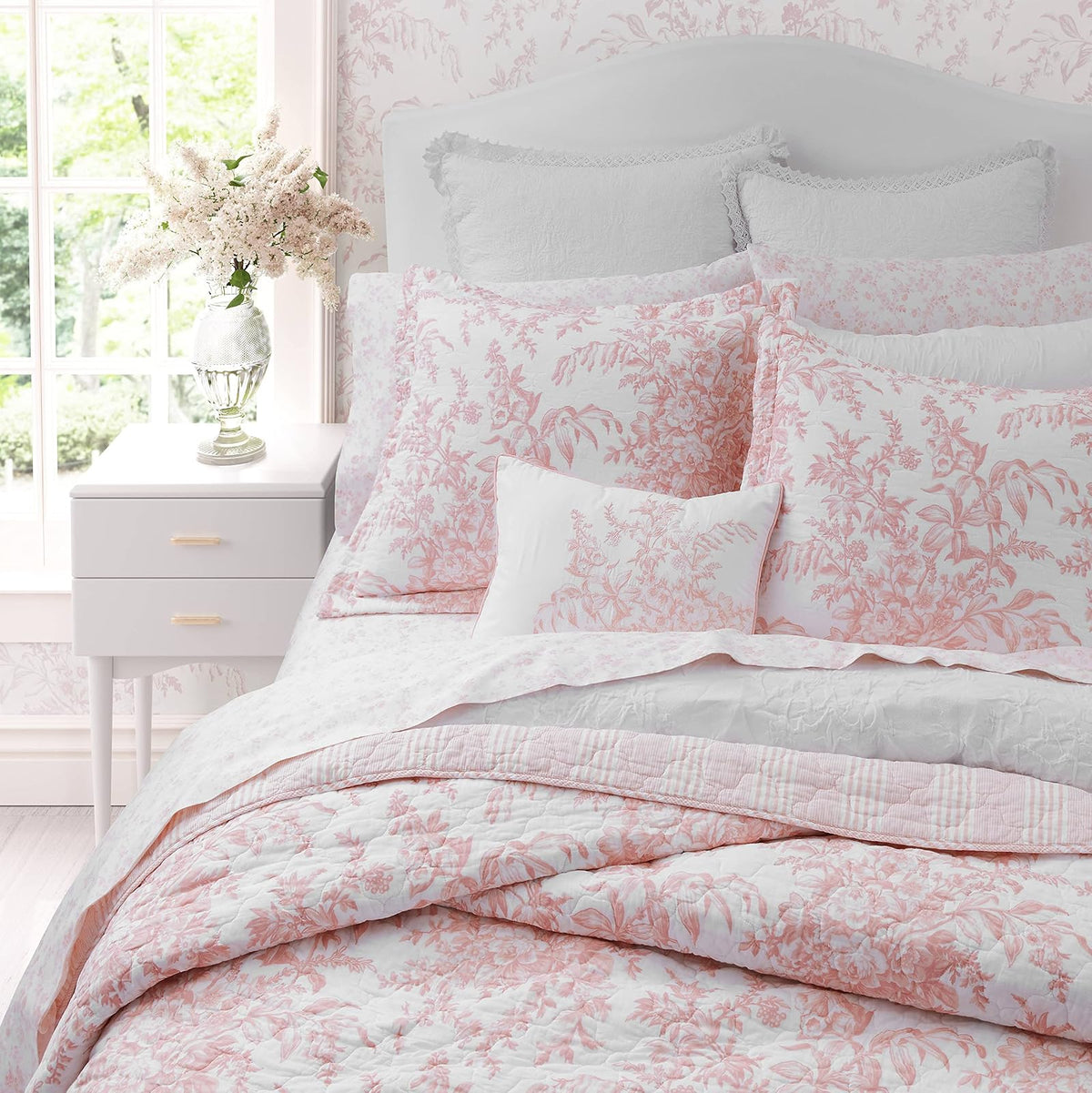 Laura Ashley - Juego de edredón Individual, Ropa de Cama Reversible de algodón con Funda a Juego, Ligero para Uso Durante Todo el año, Juego de Cama con Estampado Floral, Esencial para recámara