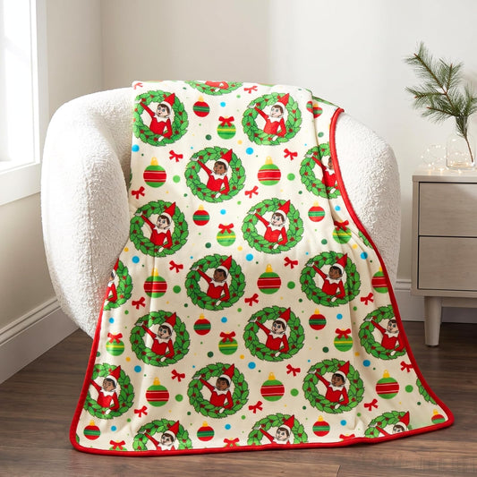 Franco - Ropa de Cama de Navidad de Elf On The Shelf - Manta de Seda súper Suave, 40 x 50 Pulgadas, (Producto con Licencia Oficial)