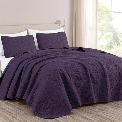 Chezmoi Collection Juego de Colcha Austin 3 Piezas - King - Morado