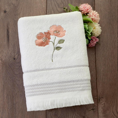SKL Home Misty - Cortina de Ducha, diseño Floral, Toalla de baño, Blanco, Toalla de baño, 1