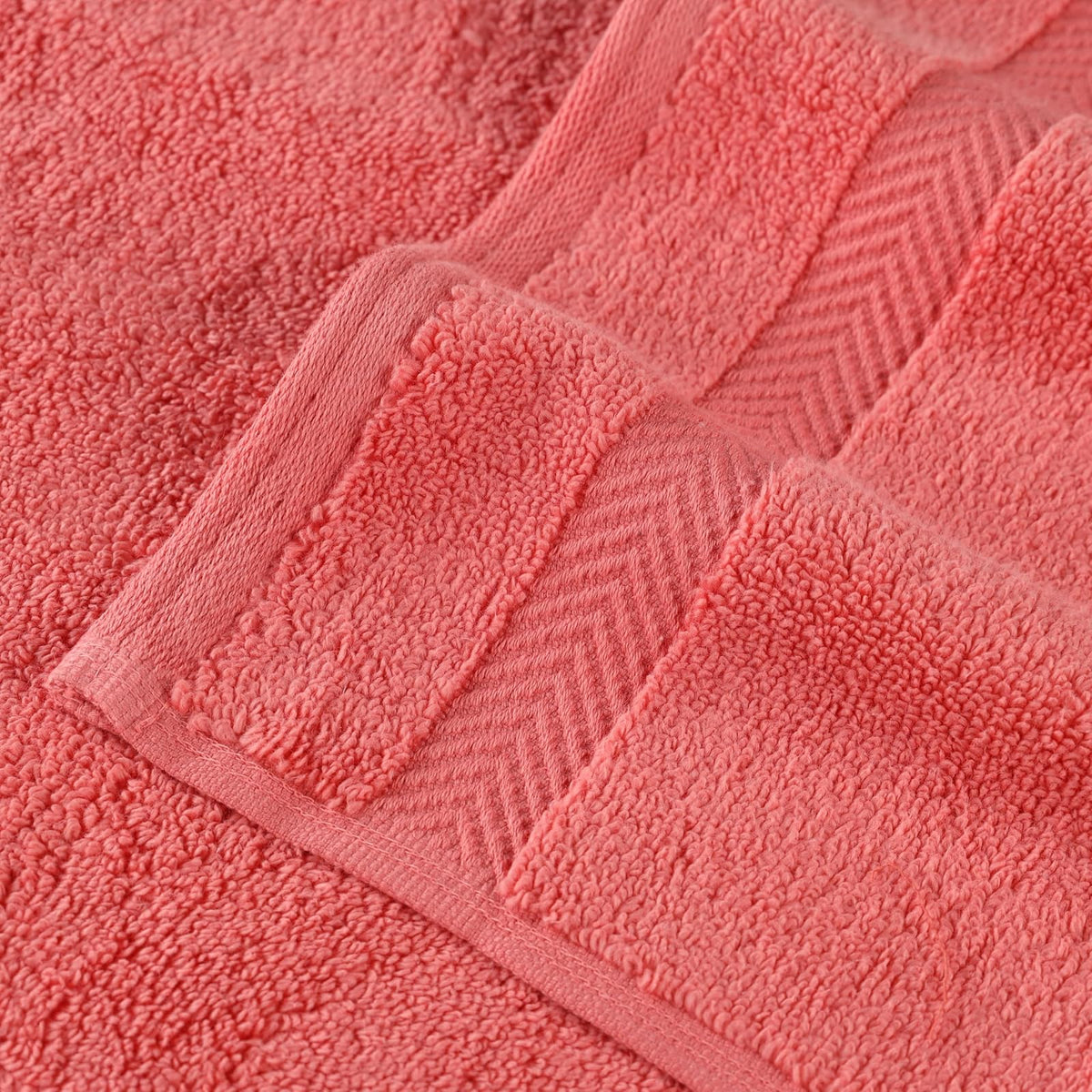 Superior ZT 6 PC Set CO 100% Zero Twist Cotton Super Soft and Absorbent 6 - Piece Towel Set, Coral