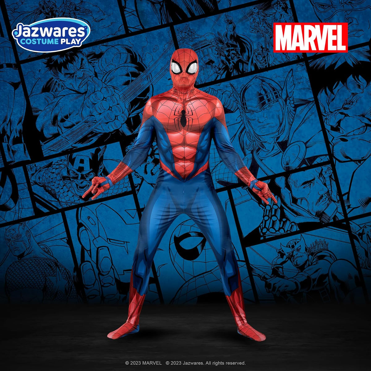 Marvel Spider-Man - Disfraz Oficial de Halloween Zentai para Adultos, Elastano elástico con Cremalleras Ocultas y Aberturas para la muñeca (S)