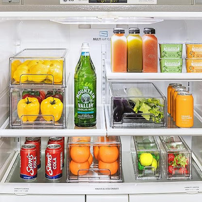 Sorbus Fridge Drawers - Clear Stackable Pull Out Organizer Bins - Food Storage Containers for Kitchen, Refrigerator, Freezer, Vanity Organization and Storage (2 Pack | Large)