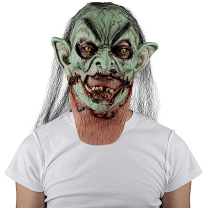 Ghoulish Productions Máscara De Látex Cracked Witch, Accesorio Látex Cosplay Bruja Demonio, Disfraz Aterrador para Halloween y Fiestas Temáticas, Cosplay Bruja Verde Poseída, Diseño Artesanal
