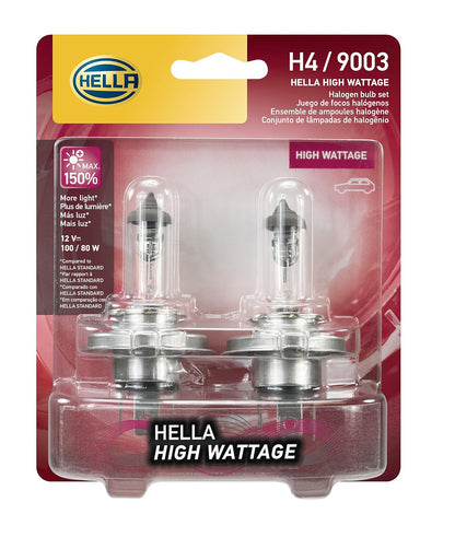 HELLA Kit de 2 Focos Amarillos H4/9003/HB2 Extreme Yellow, 2800K - Twin Blister - High Wattage - 100 - 80W