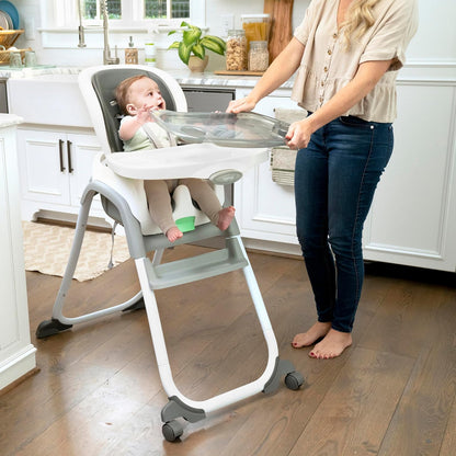 Ingenuity - Silla Alta 6 en 1 para bebé, apartir de 6 meses, multifuncional, con cinturón de seguridad de 5 puntos, 2 bandejas aptas para lavavajillas, adaptable al crecimiento, color gris