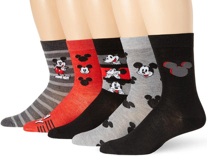 Disney mens Mickey Mouse Men's 5 Pack Crew Socks