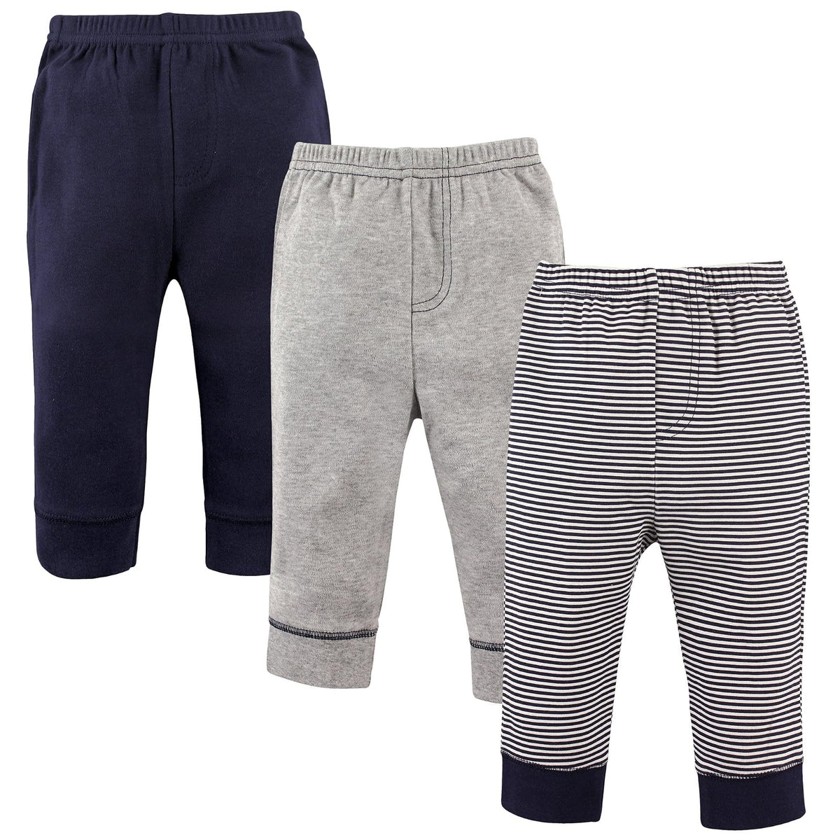 Luvable Friends Paquete de 3 Pantalones con puño en Cintura y Tobillo, para bebé y niño