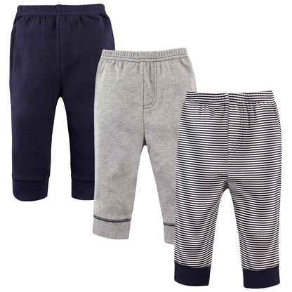 Luvable Friends Paquete de 3 Pantalones con puño en Cintura y Tobillo, para bebé y niño
