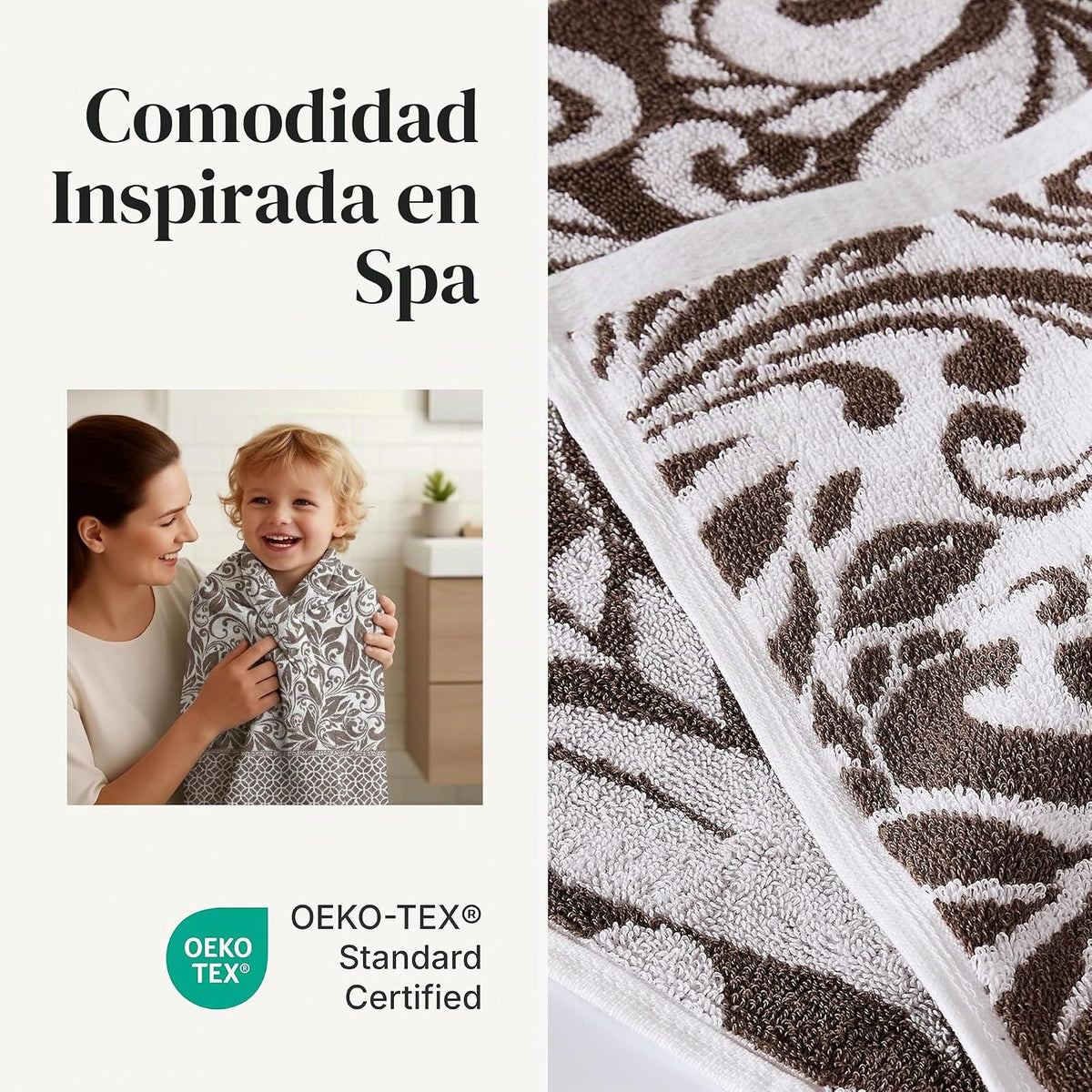 Amrapur Overseas - Juego de 6 Toallas de Jacquard teñidas con Hilo Reversible (Mocha)