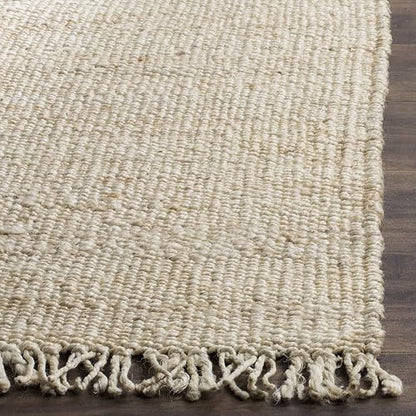SAFAVIEH - Alfombra Decorativa de Fibra Natural, 3 pies x 5 pies, Marfil, Hecha a Mano con Flecos Bohemios, Ideal para Zonas de Alto tráfico en Entrada, Sala de Estar, recámara (NF368B)