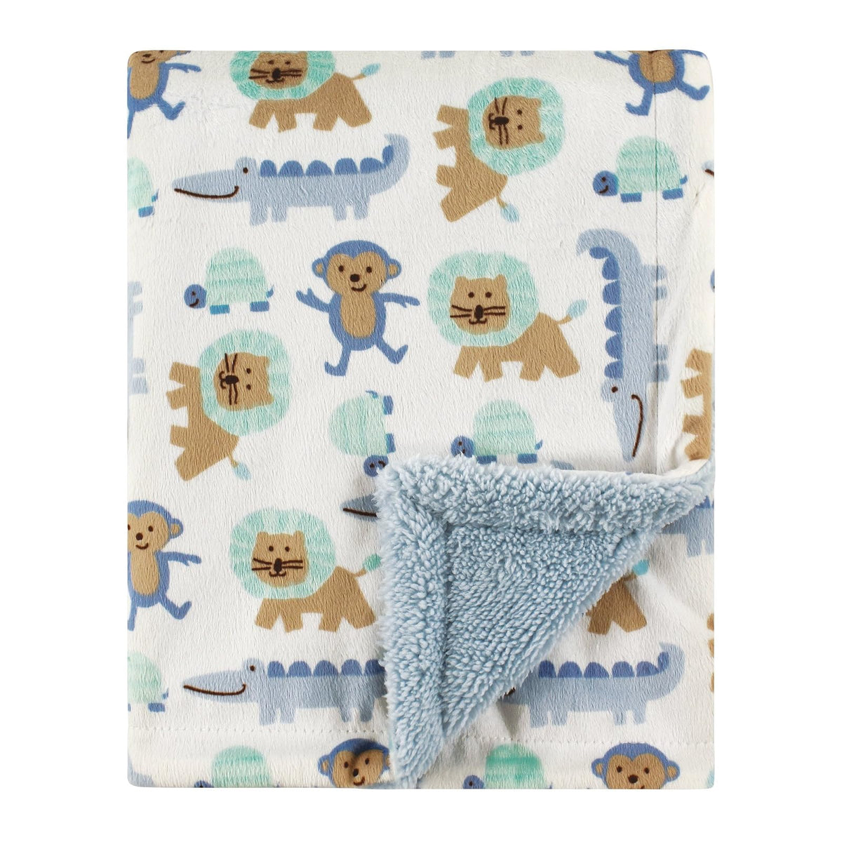 Luvable Friends Manta Unisex de Felpa para bebé con Parte Trasera de Sherpa, Selva de niño, Talla única