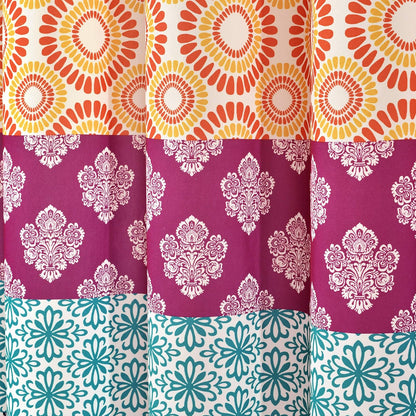Lush Decor - Cortina de Ducha de Rayas Bohemias, 72 Pulgadas de Ancho x 72 Pulgadas de Largo, Color Fucsia y Naranja - Cortina de baño - Cortina de Ducha a Rayas - Decoración Bohemia, Cortinas de