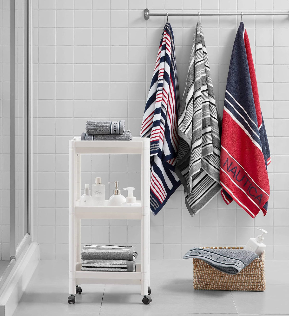 Nautica - Juego de Toallas de baño 100% algodón, Suave y Absorbente, Juego | 100% algodón, suave y absorbente, de secado rápido, lavable a máquina, fácil cuidado, comodidad durante todo el año