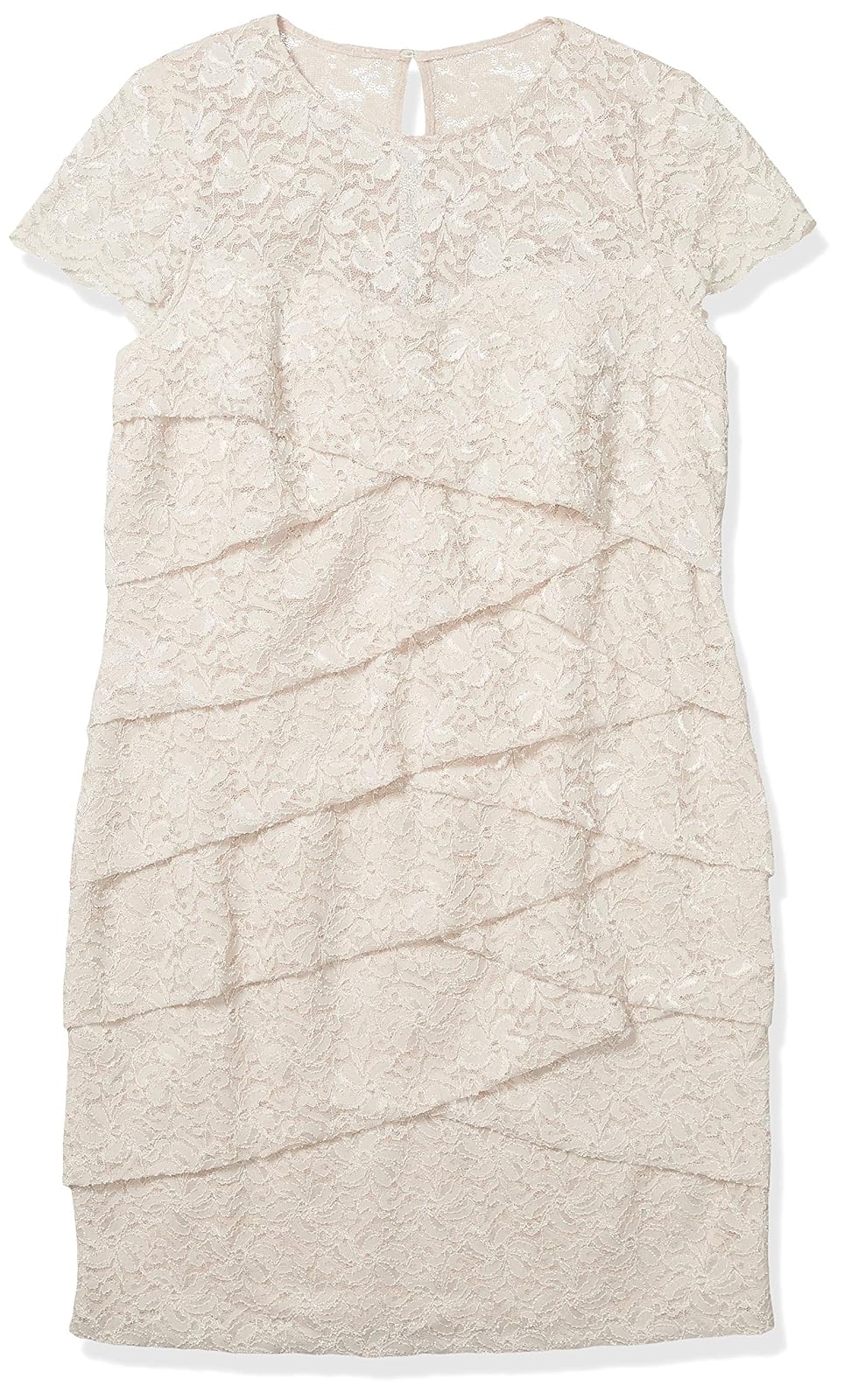 London Times Vestido de Manga Corta para Mujer con Cuello Redondo y Encaje