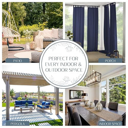 Elrene Home Fashions 026865643039 Panel de Cortina Sencillo con lengüeta sólida, para Interiores/Exteriores, Azul, 52" x 108", 1, 1