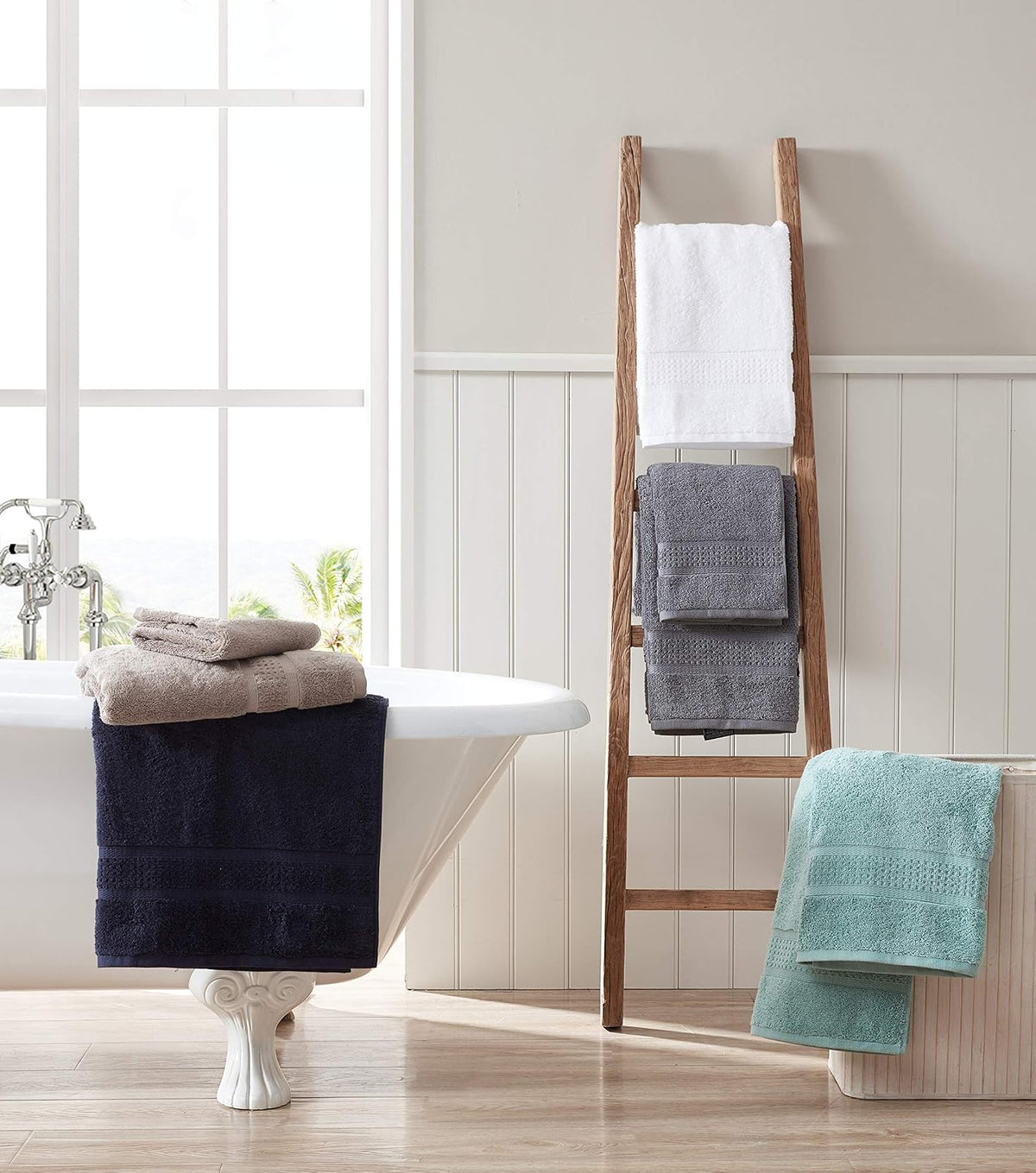 Nautica - Toallas de baño, Resistentes a la decoloración, absorbentes de resaltes, Certificado Oeko-Tex, 6 Piezas