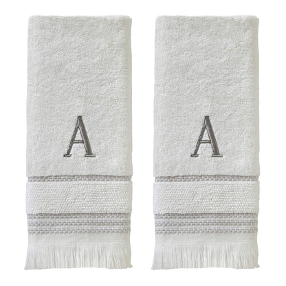 SKL Home - Toalla de Mano Casual Monograma (Paquete de 2), W, 16 x 26 Pulgadas, Color Blanco - 16x26 - Juego de toallas de mano, A