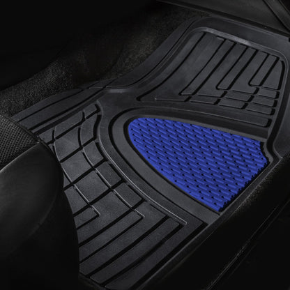 FH Group F11311BLUE Juego Completo de Alfombrillas de Goma Canal Alto con Forro de Carga, Azul, Universal