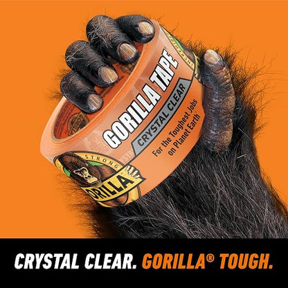 Gorilla Cinta adhesiva de reparación transparente, 1.9 pulgadas x 18 yardas, transparente, (paquete de 2)