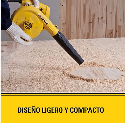STANLEY Sopladora de Aire y Aspiradora Eléctrica 600W, Negro/Amarillo, STPT600