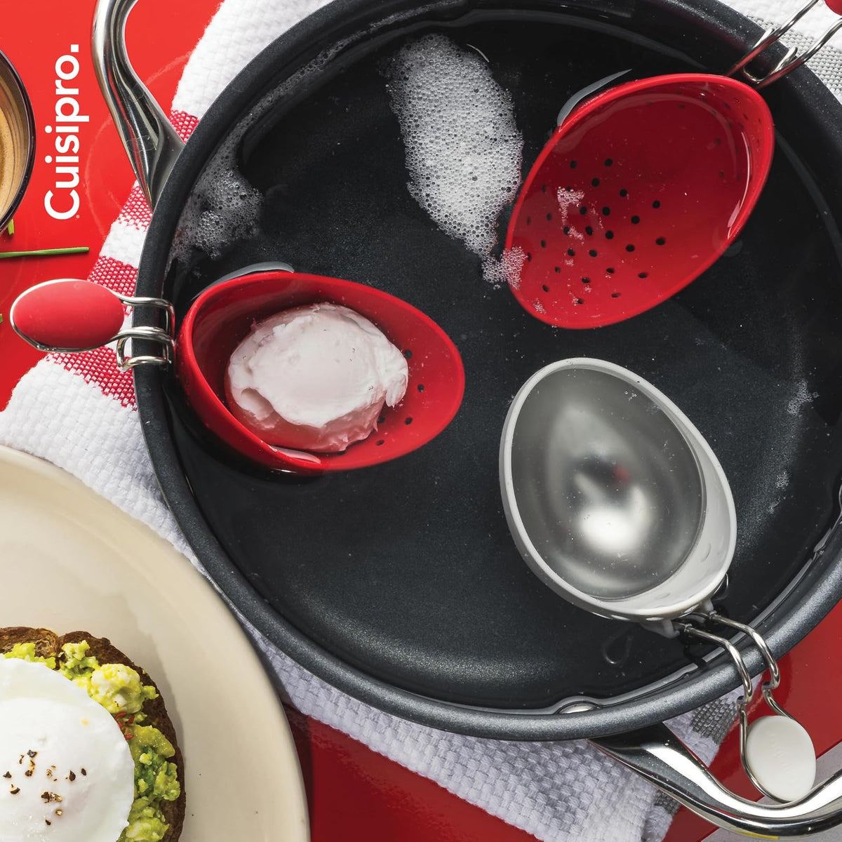 Cuisipro Egg Silicone Poacher Set of 2, Red