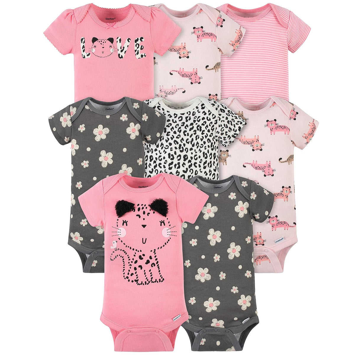 Gerber 8-pack Short Sleeve Onesies Bodysuits Conjunto de camisetas para bebés y niños pequeños bebés niñas