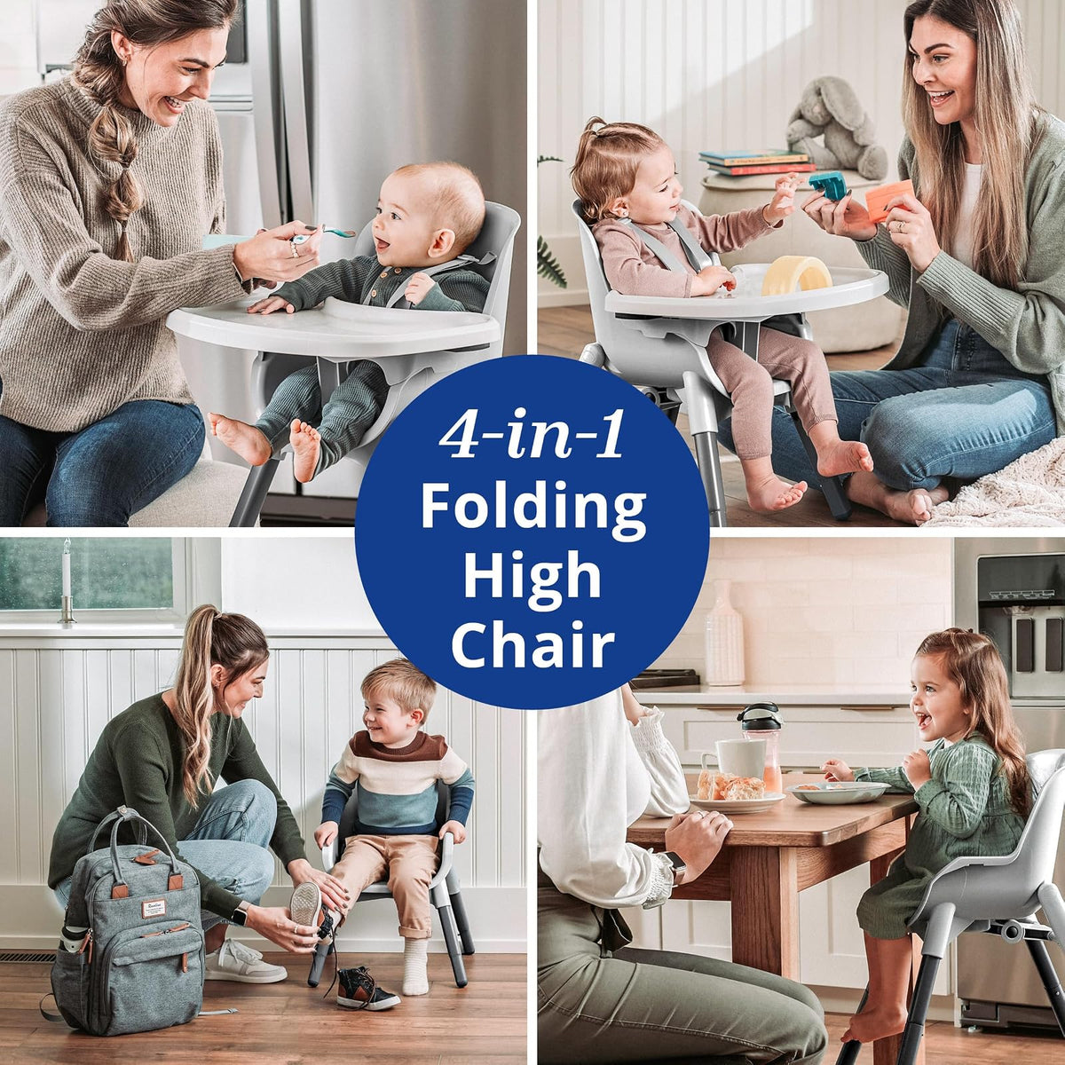 Chicco Zest™ - Silla alta plegable 4 en 1, silla de alimentación, silla para niños pequeños y taburete juvenil, multiusos, fácil de limpiar, color gris
