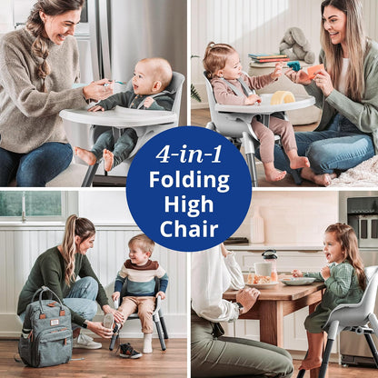 Chicco Zest™ - Silla alta plegable 4 en 1, silla de alimentación, silla para niños pequeños y taburete juvenil, multiusos, fácil de limpiar, color gris