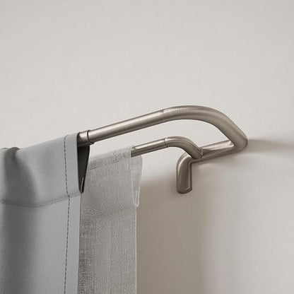Umbra Twilight Cortinero Doble para Cortinas Blackout y Oscurecer Habitación, 71-122 cm, Incluye Accesorios de Instalación, Plateado