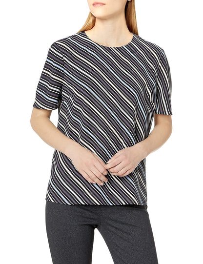 Anne Klein Short Sleeve Blouse with Keyhole Back Blusa Mujer