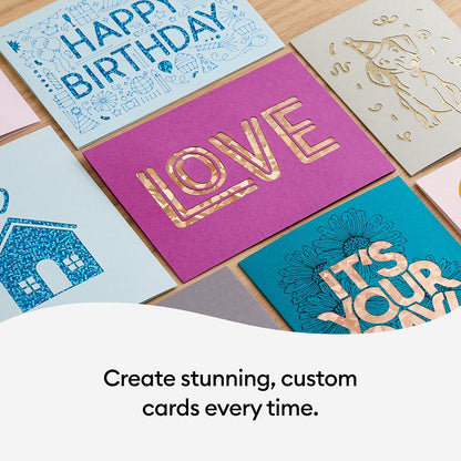 Cricut Cutaway Cards R40, tarjetas de cumpleaños de diseño intrincado, tarjetas de agradecimiento, tarjetas de felicitación personalizadas, respaldo holográfico, compatible con Cricut
