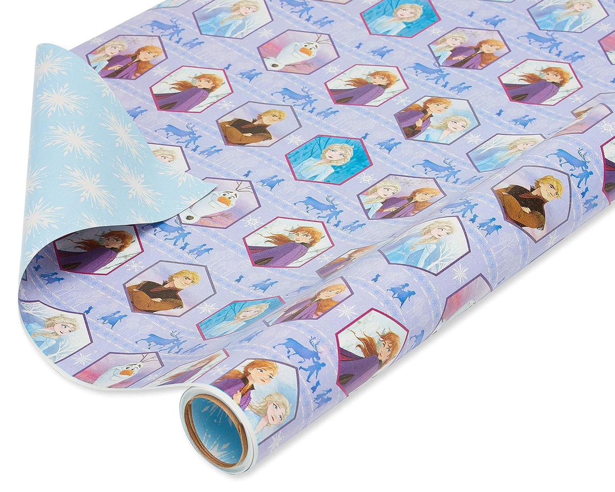 American Greetings Rollo de Papel de Regalo Navideño Reversible, Extragrande - Disney Frozen