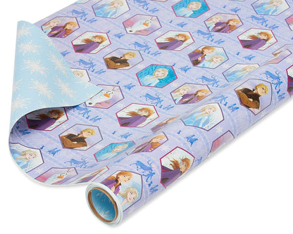 American Greetings Rollo de Papel de Regalo Navideño Reversible, Extragrande - Disney Frozen